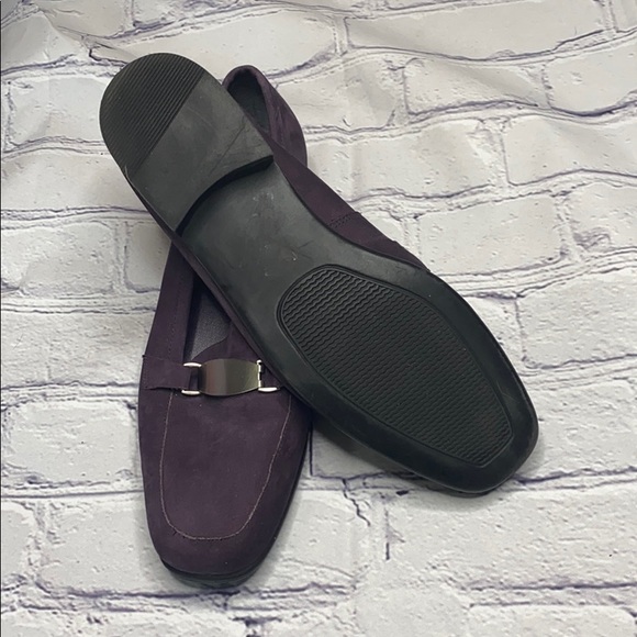 Denim & Co Purple Leather Loafers - Picture 2 of 3